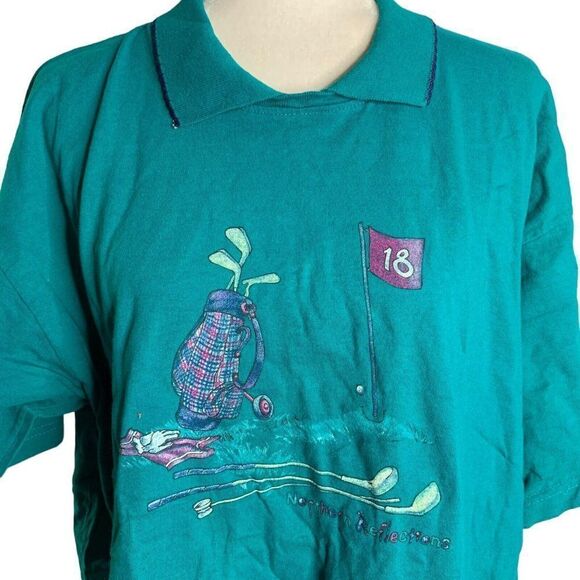 Vintage Northern Reflections Golf T Shirt XL Green Collared Short Sleeve Graphic - Picture 1 of 7